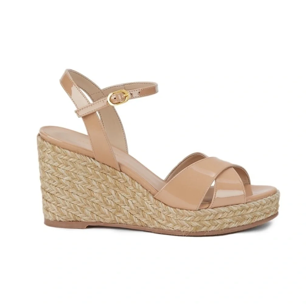 NEW Stuart Weitzman Rosemarie Nude Wedge Sandals Size 9